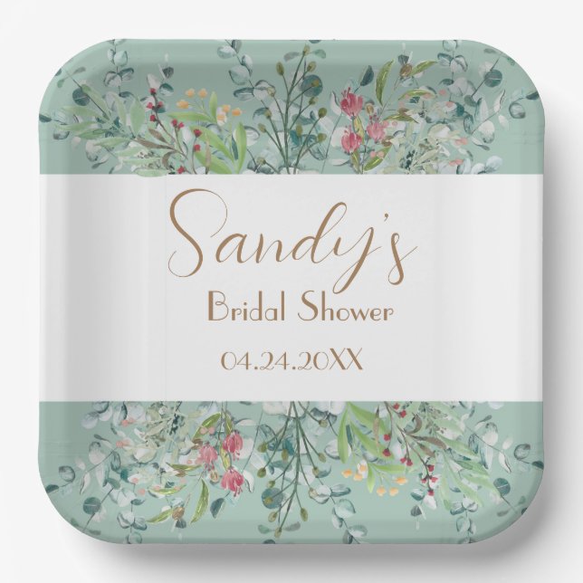 Boho Brautparty Wildblume Blumenpapierplatte Pappteller (Vorderseite)