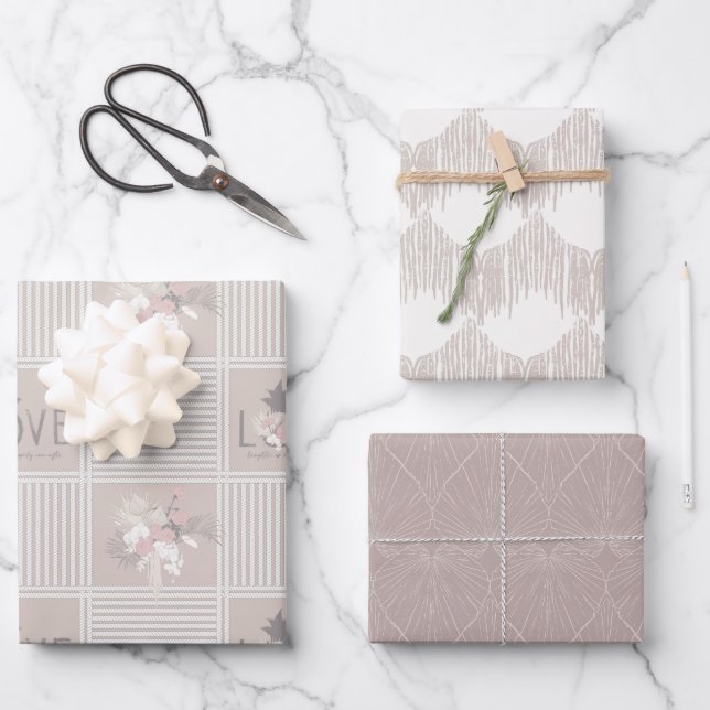 Boho Bride-Set B, Tropical Romance Gift Wrap Geschenkpapier Set (Vorderseite)