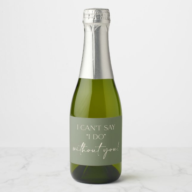Boho Bridesmaid Vorschlag Mini Champagne Labels (Vorderseite)