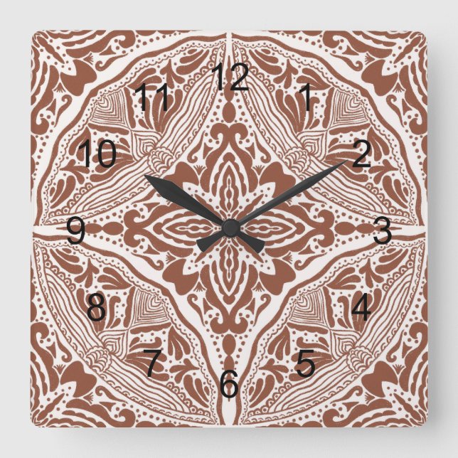 Boho Briella Quadratische Wanduhr (Vorderseite)