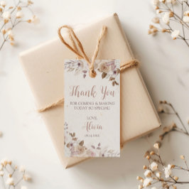 Boho Brown Beige Floral Birthday Geschenkanhänger