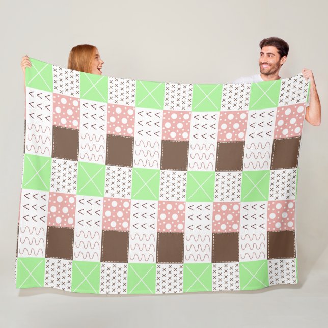 Boho Brown, Burgund, Green und Mauve Whimsical Fleecedecke (Beispiel)