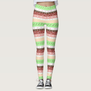 Boho Brown, Burgund, Green und Mauve Whimsical Leggings