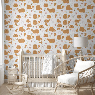 Boho Brown Cats & Rainbows Kinderzimmer Tapete