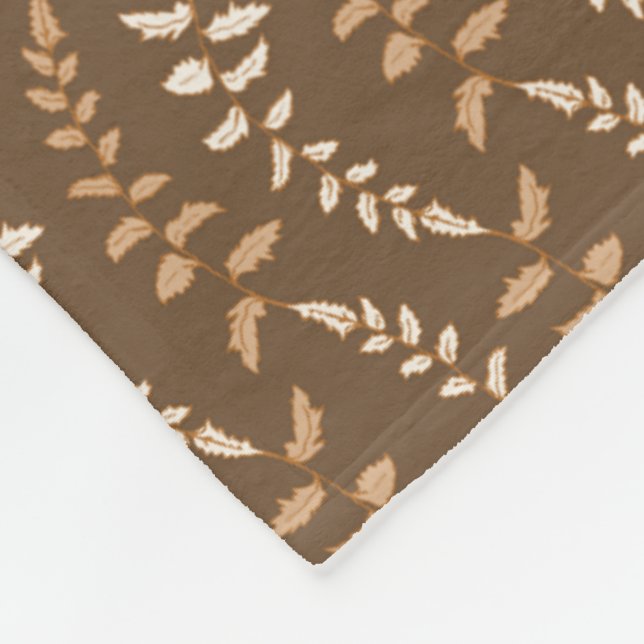 Boho Brown Fern Strings - nahtloses Muster. Fleecedecke (Ecke)