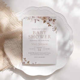 Boho Brown Floral Baby Shower Einladung