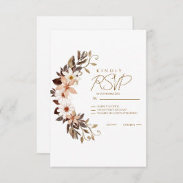 Boho Brown Floral RSVP Karte