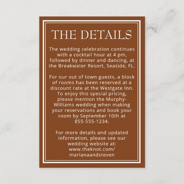 Boho Brown Minimalistisch Begleitkarte (Vorderseite)