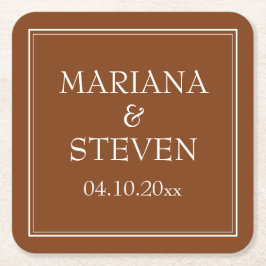 Boho Brown Minimalistisch Rechteckiger Pappuntersetzer