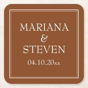 Boho Brown Minimalistisch Rechteckiger Pappuntersetzer