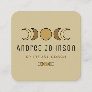 Boho Brown Moon Phases Lunar Spirituelle Coach Bei Quadratische Visitenkarte