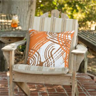 Boho Brown, Orange Abstract Design Kissen
