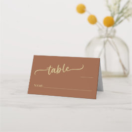 Boho Brown Trendy Script Wedding Platzkarte