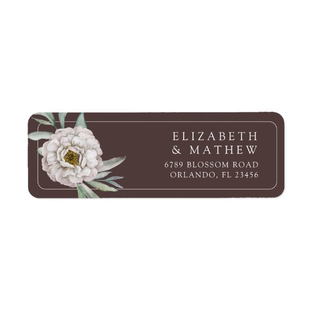 Boho Brown & White Floral Wedding Label (Vorne)