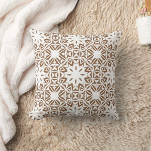 Boho Brown White Pattern Kissen