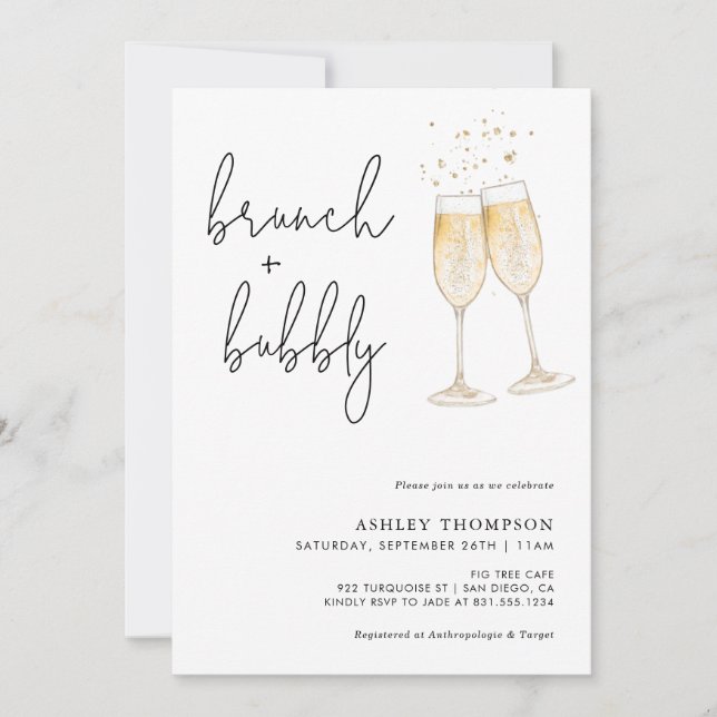 Boho Brunch & Bubbly Invitation de douche nuptiale (Devant)