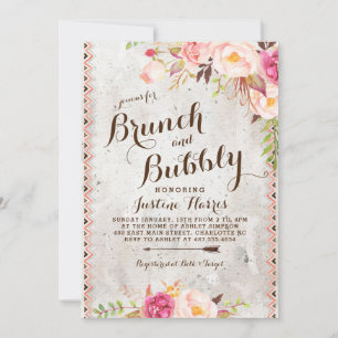 Boho Brunch et bulle nuptiale douche Invitation