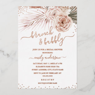 Boho-Brunch und prickelnder ROSE GOLD Brautparty-E Folieneinladung