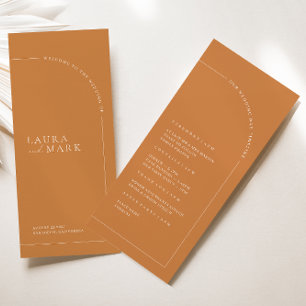 Boho Brunt Orange Arch Programme de mariage minima