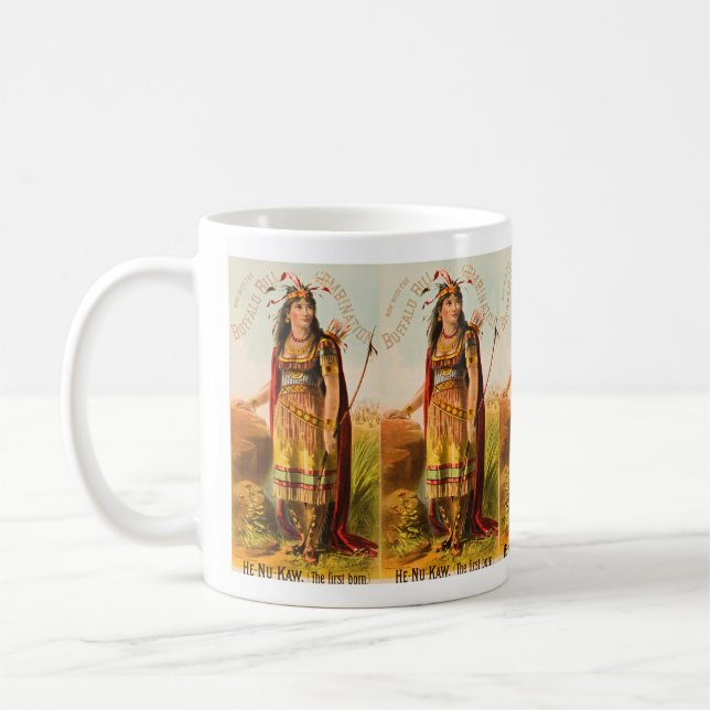 Boho Buffalo Bill Handsomest Indian Maiden 1880s Kaffeetasse (Links)