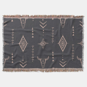 Boho-Büffelschädel, ethnisch nahtlos. Decke