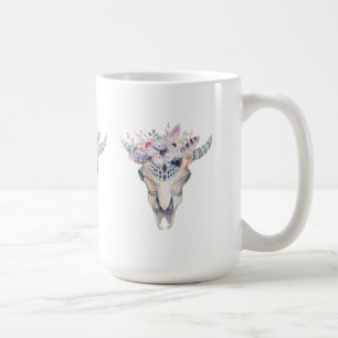 Boho Bull Scull Blumenstrauß Kaffeetasse