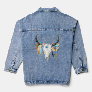 Boho Bull Skull Veste Denim Femme