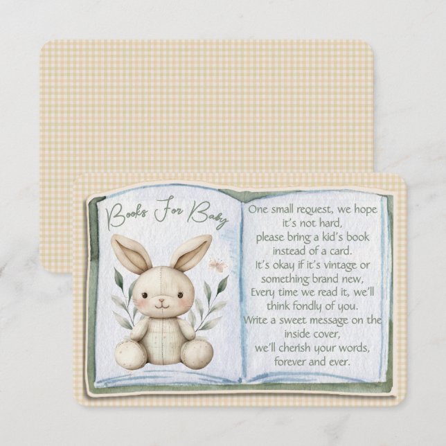 Boho Bunny Books für Babydusche Eintrittskarte Begleitkarte (Vorne/Hinten)