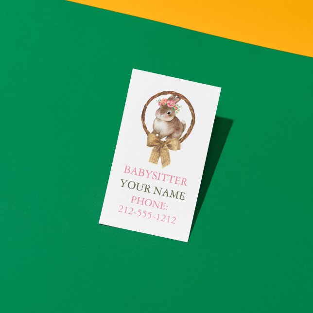 BOHO Bunny Coquette Bow Babysitter Business Cards Visitenkarte (BOHO Bunny Coquette Bow Babysitter Business Cards)