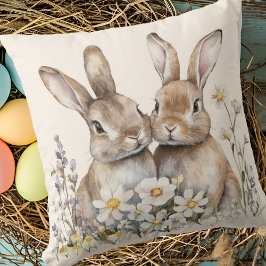 Boho Bunny Cream Watercolor Kissen