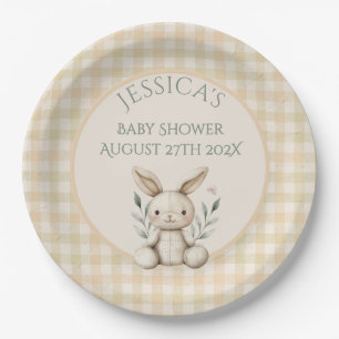 ~Boho Bunny Neutral Baby Shower Pappteller