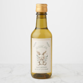 ~Boho Bunny Neutral Baby Shower Weinetikett