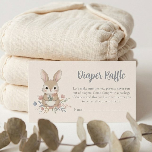 Boho Bunny Watercolor Diaper Raffle Begleitkarte (Boho bunny diaper raffle shower game)