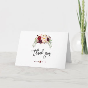 Boho-Burgund-Marsala-Blumen-Handschrift Danke
