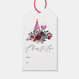 Boho Burgund und Navy Brautparty zur Weinprobe Geschenkanhänger