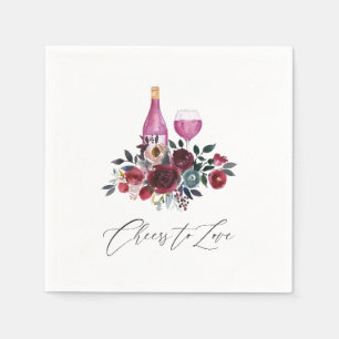 Boho Burgund und Navy Brautparty zur Weinprobe Serviette