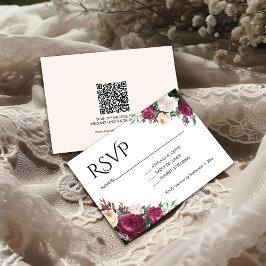Boho Burgunder Blumenhochzeit RSVP Karte