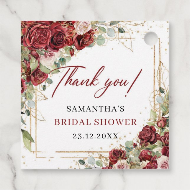 Boho burgundy and errush Rose Brautparty Geschenkanhänger (Rückseite)