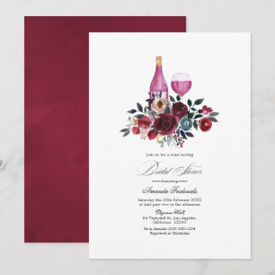 Boho Burgundy and Navy Bridal Shower Wine Tasting Einladung