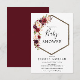 Boho Burgundy Baby Shower Einladungskarte