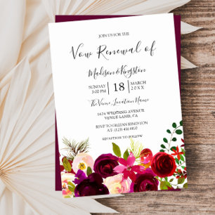 Boho Burgundy Blume Vow Renewal Einladung