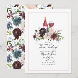 Boho Burgundy Blush Dusty Blue Bacheloretto Einladung