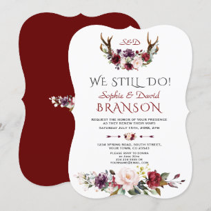 Boho Burgundy Blush Floral Antlers WIR NOCH tun Einladung