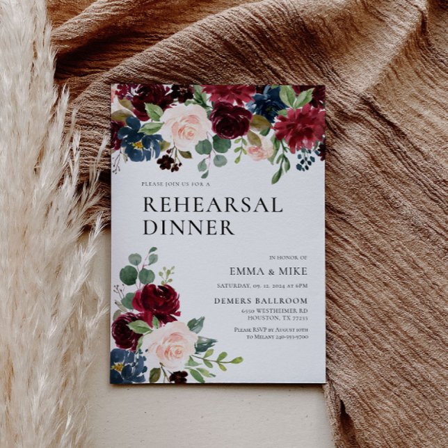 Boho Burgundy Blush Probe Dinner Einladung (Von Creator hochgeladen)