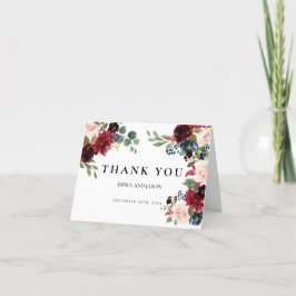 Boho Burgundy Blush Wedding Dankeschön Karte