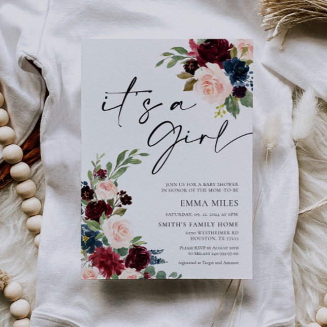 Boho Burgundy C'est une invitation de Baby shower  (Créateur téléchargé)