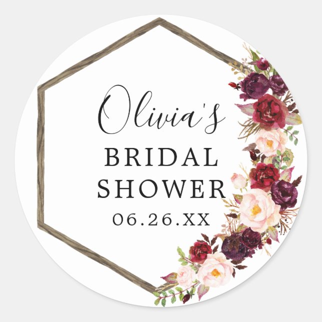 Boho Burgundy Envelope Favor Stickers (Vorderseite)