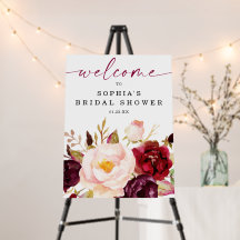 Boho Burgundy Floral Brautparty Willkommen