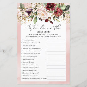 Boho Burgundy Floral, der das beste Spiel der Brau