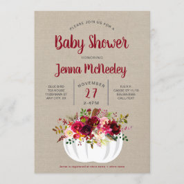 Boho Burgundy Floral Pumpkin Baby Dusche einladen Einladung